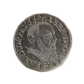 Trojak three-groschen coin by Schilling, Maciej mintmaster and co-creator Decjusz, Jost Ludwik fl.