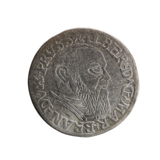 Obv.: Male bust in armour in profile turned to the right; short hair, long beard with sideburns. In