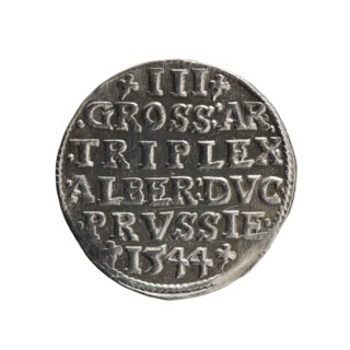Trojak coin by Schilling, Maciej mintmaster and co-creator Decjusz, Jost Ludwik fl. 1528–1535 mint