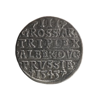 Trojak coin by Maciej Schilling; co-creator Jost Ludwik Decjusz fl. 1528–1535; mintmaster. Obverse: