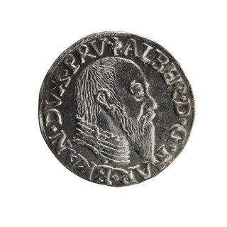 trojak, Schilling, Maciej mintmaster; co-creator. Obverse: male bust in armour in profile turned to