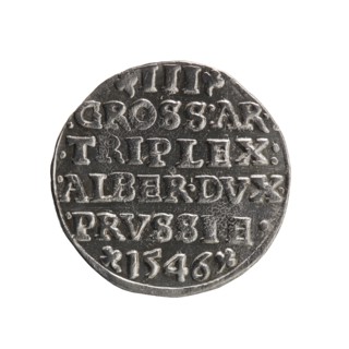 trojak, Schilling, Maciej mintmaster; co-creator; Albrecht Hohenzollern Prince of Prussia;