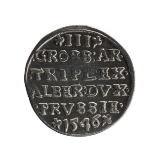 trojak, Schilling, Maciej mintmaster; co-creator; Albrecht Hohenzollern Prince of Prussia;