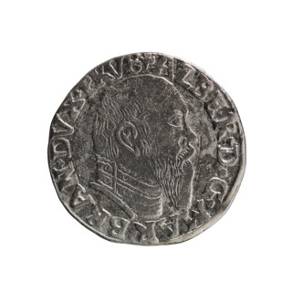 Trojak by Maciej Schilling mintmaster, co-creator. Obverse: male bust in armour in profile to