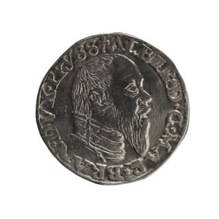 trojak, Albrecht Hohenzollern Prince of Prussia; 1490–1568 — iconography: trefoils, male busts in