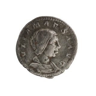Denarius, Julia Maesa ca. 160–224; Augusta 218–224. Obverse: IVLIA MAESA AVG — draped bust of Julia