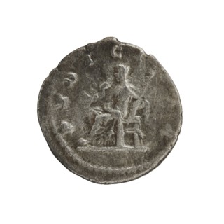Denarius of Julia Maesa ca. 160–224; Augusta 218–224. Obverse: Draped bust of Julia Maesa facing