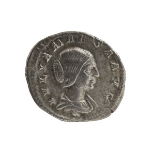 Denarius of Elagabalus 204–222; Roman emperor 218–222. Obverse: IVLIA MAESA AVG — Draped bust of
