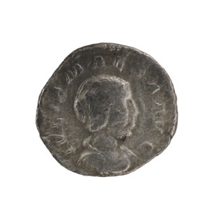 Denarius, Elagabalus Roman emperor 218–222. Obverse: IVLIA MAESA AVG — Draped bust of Julia Maesa