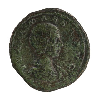 Sestertius, Elagabalus Roman emperor 218–222. Obverse: Draped bust of Julia Maesa facing right,