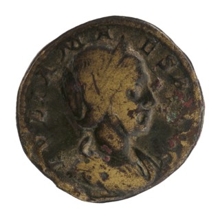 Dupondius, Elagabalus 204–222; Roman emperor 218–222. Obverse: IVLIAMAESAAVG — Bust of Julia Maesa