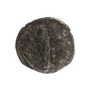 Denarius, Elagabalus reigned 218–222. Issued by Julia Soaemias Augusta, 218–222. Obverse: Draped