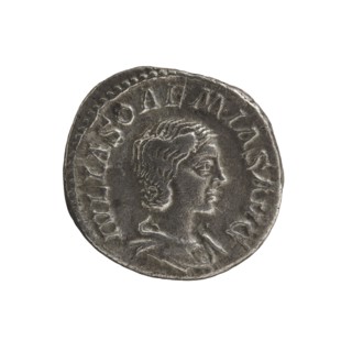 Denarius, Elagabalus 204–222; Roman emperor 218–222. Obverse: Draped bust of Julia Soaemias