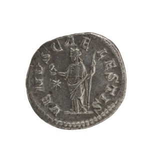Denarius, Elagabalus 204–222; Roman emperor 218–222. Obverse: IVLIA SOAEMIA SAVG — draped bust of