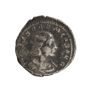 Denarius, Elagabalus 204–222; Roman emperor 218–222. Obverse: Draped bust of Julia Soaemias facing
