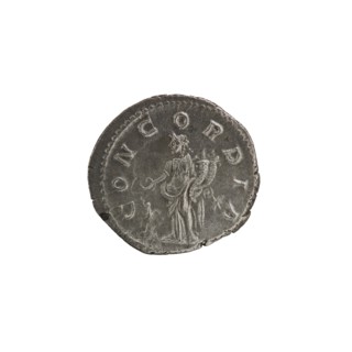 Denarius of Elagabalus reigned 218–222 CE. Obverse: IVLIAAQVILIASEVERAAVG — draped bust of Aquilia