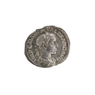Denarius. Obverse: IMPCMAVRSEVALEXANDAVG — Bust of Alexander Severus with laurel wreath and