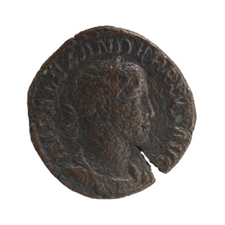 Sestertius, Alexander Severus 208–235; Roman emperor 222–235. Obverse: Bust of Alexander Severus in