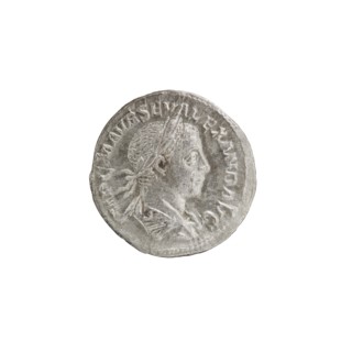 Denarius; Alexander Severus Roman emperor, 222–235. Obverse: Bust of Alexander Severus with laurel