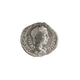 Denarius of Alexander Severus reigned 222–235. Obverse: IMPCMAVRSEVALEXANDAVG — Bust of Alexander