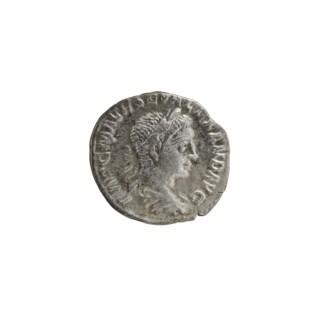 Denarius of Alexander Severus reigned 222–235. Obverse: Bust of Alexander Severus wearing laurel
