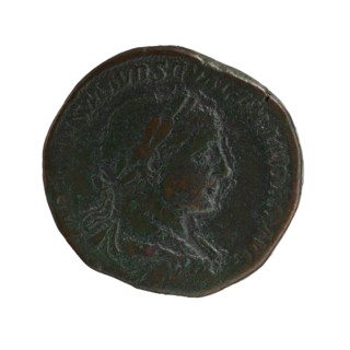 Sestertius; personifications; Alexander Severus Roman Emperor, 222–235 — iconography: Securitas.