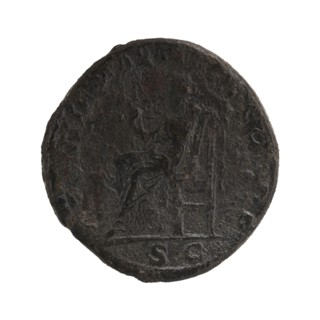 Sestertius; personifications; Alexander Severus Roman Emperor, 222–235 — iconography: Securitas.