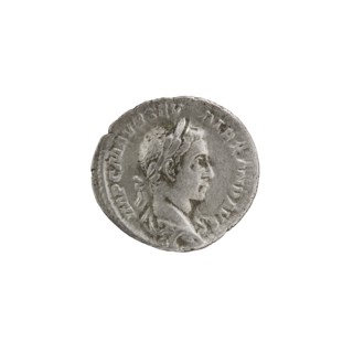 Denarius of Alexander Severus reigned 222–235. Obverse: Bust of Alexander Severus right with laurel