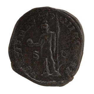 Sestertius, Alexander Severus Roman Emperor, 222–235 — iconography: standing emperor iconographic,