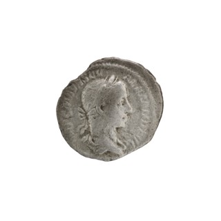 Denarius of Alexander Severus 208–235; Roman emperor 222–235. Obverse: Bust of Alexander Severus