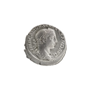 Denarius, Alexander Severus Roman emperor; 222–235 — iconography: personifications, Virtus.