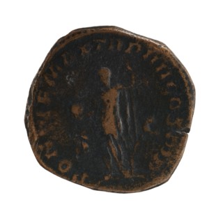 Sestertius, Alexander Severus Roman emperor; 222–235 — iconography: standing emperor, globes.