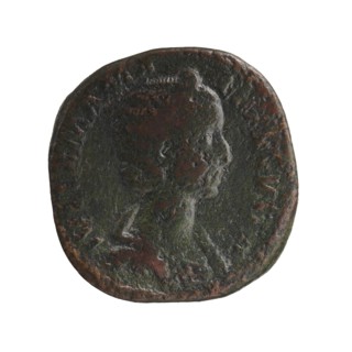Sestertius of Alexander Severus 208–235; Roman emperor 222–235. Obverse: portrait of Julia Mamaea
