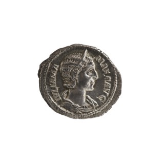 Denarius depicting Julia Mamaea ca. 180–235; Augusta 222–235 and Alexander Severus 208–235; Roman