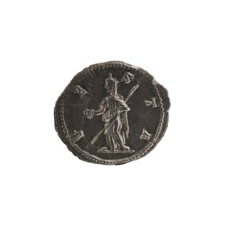 Denarius depicting Julia Mamaea ca. 180–235; Augusta 222–235 and Alexander Severus 208–235; Roman