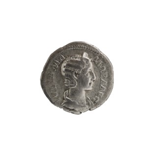 Denarius depicting Julia Mamaea ca. 180–235; Augusta 222–235 and Alexander Severus 208–235; Roman