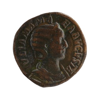 Sestertius of Julia Mamaea ca. 180–235 issued under Alexander Severus 208–235; Roman emperor