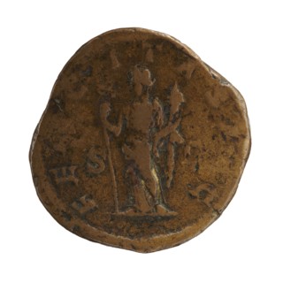 Sestertius featuring Julia Mamaea ca. 180–235 and Alexander Severus 208–235; Roman emperor 222–235.