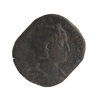 Sestertius depicting Julia Mamaea ca. 180–235 and Alexander Severus 208–235; Roman emperor 222–235.