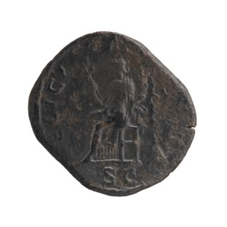 Sestertius depicting Julia Mamaea ca. 180–235 and Alexander Severus 208–235; Roman emperor 222–235.