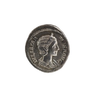 Denarius depicting Julia Mamaea ca. 180–235 and Alexander Severus 208–235; Roman emperor 222–235.