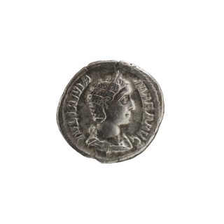 Denarius depicting Julia Mamaea ca. 180–235; Augusta 222–235 and Alexander Severus 208–235; Roman