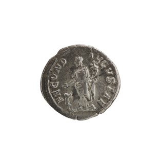 Denarius; obverse: Julia Mamaea ca. 180–235; Augusta 222–235 and Alexander Severus 208–235; Roman