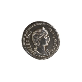 Denarius depicting Julia Mamaea ca. 180–235; Augusta 222–235 and Alexander Severus 208–235; Roman