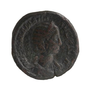 Sestertius depicting Julia Mamaea ca. 180–235 and Alexander Severus 208–235; Roman emperor 222–235.