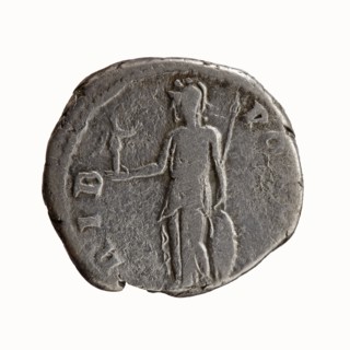 Denarius; obverse: head of Antoninus Pius without a cap to the right, legend IMP T AEL CAES -