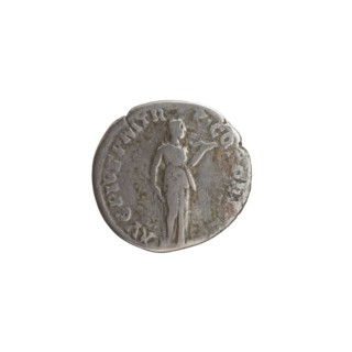 Denarius, Antoninus Pius 86–161; Roman emperor 138–161. Obverse: Head of Antoninus Pius uncovered
