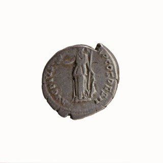 Denarius, Antoninus Pius 86–161; Roman emperor 138–161. Obverse: Head of Antoninus Pius uncovered,