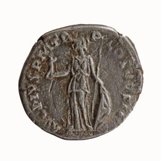 Denarius, Antoninus Pius 86–161; Roman Emperor 138–161. Obverse: head of Antoninus Pius bare,
