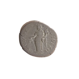 Denarius of Antoninus Pius 86–161; Roman emperor 138–161. Obverse: head of Antoninus Pius uncovered